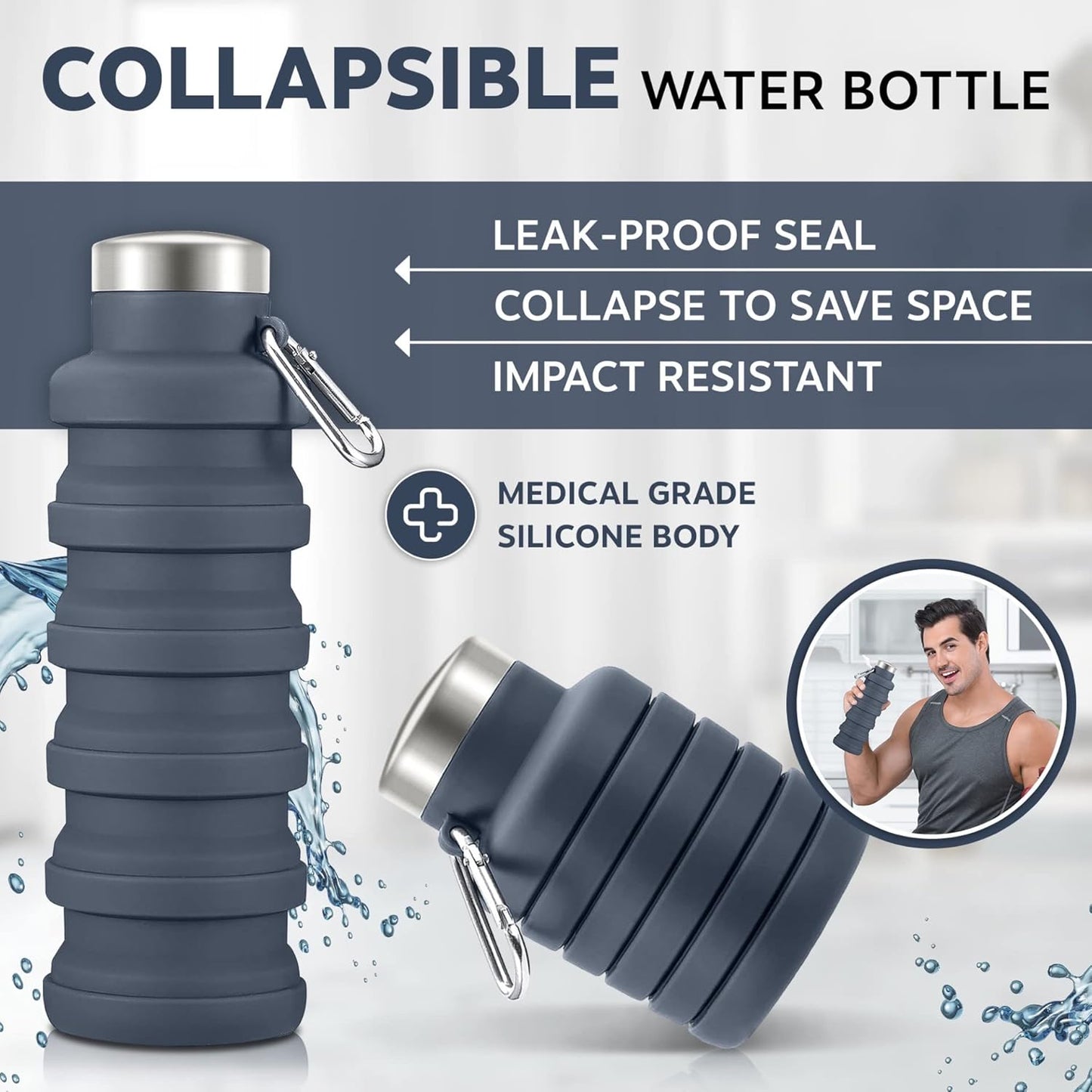 Collapsible Water Bottle Silicone Bottles Retractable Outdoor Travel companion
