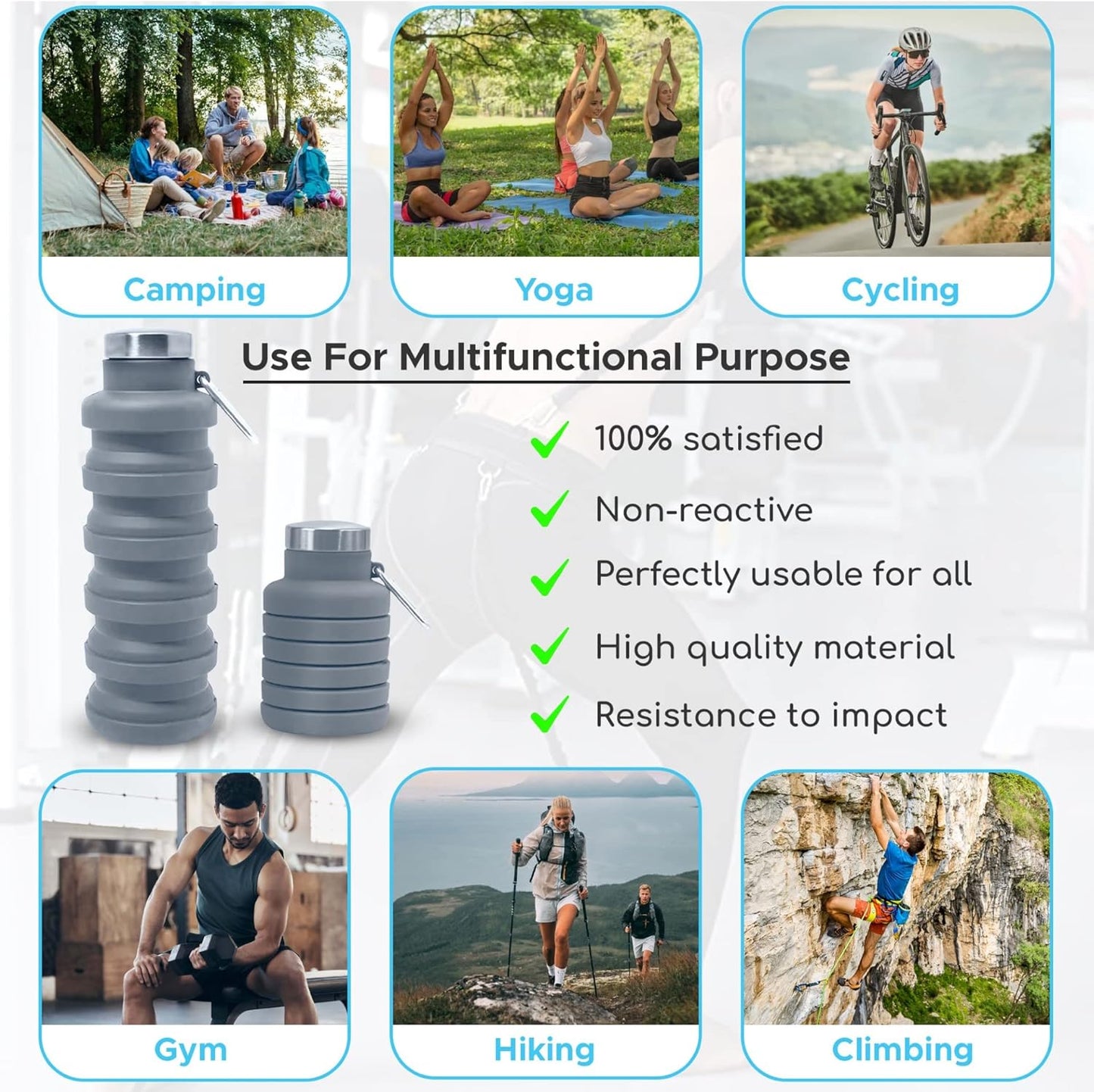 Collapsible Water Bottle Silicone Bottles Retractable Outdoor Travel companion