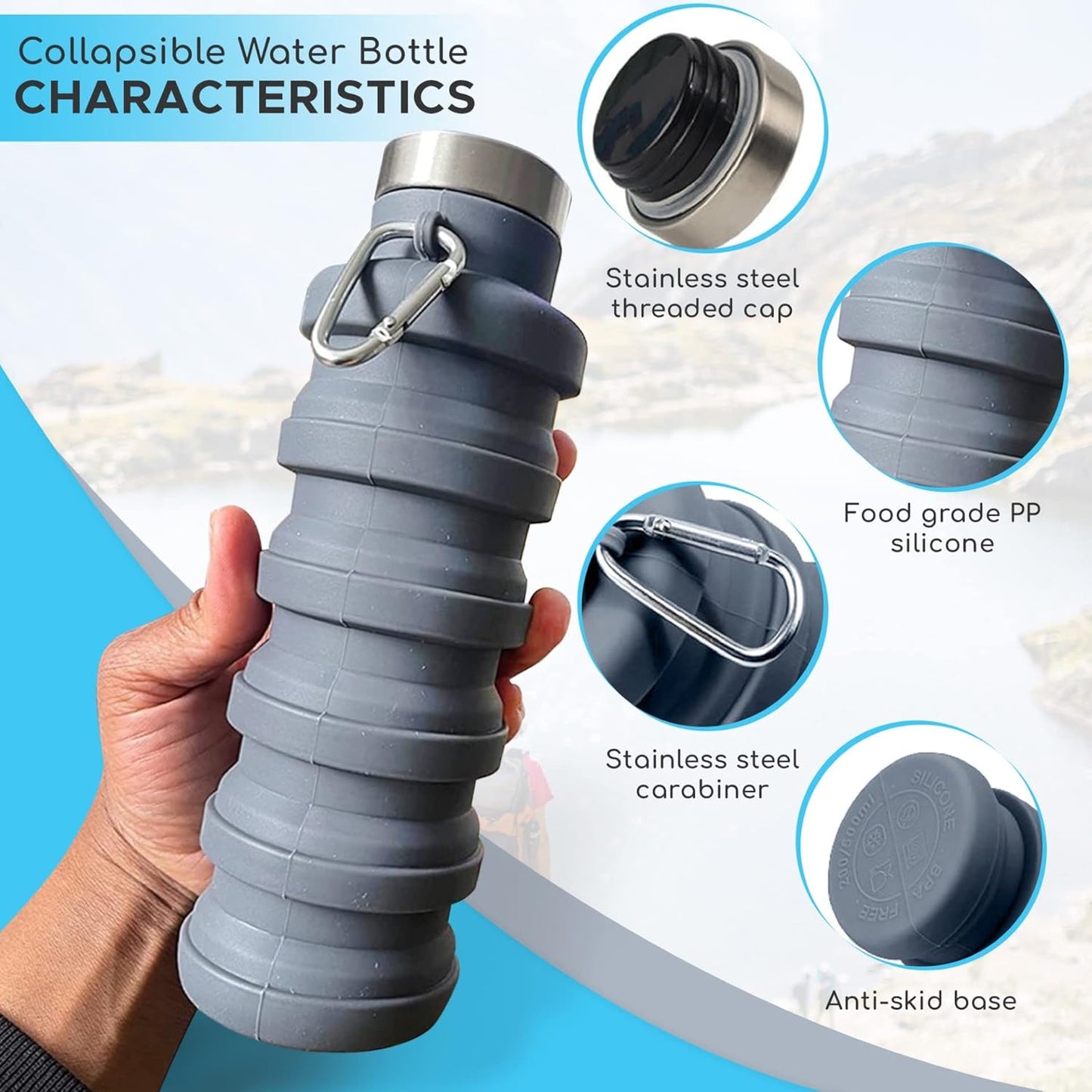 Collapsible Water Bottle Silicone Bottles Retractable Outdoor Travel companion