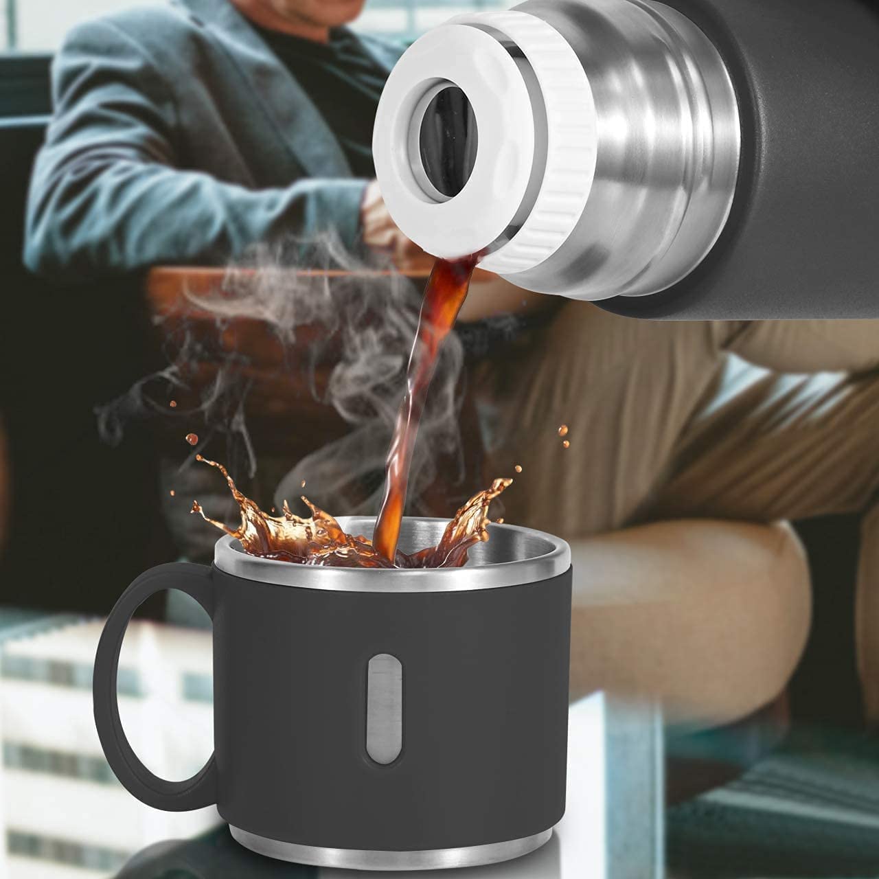 Dodge Vacuum Bottle with Cup,Stainless Steel 304 350/500ml