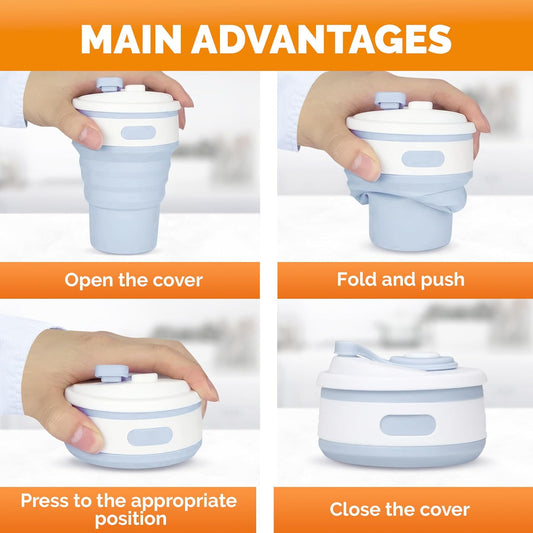 Collapsible Silicone Coffee Cup 350ml Leakproof Travel Coffee Mug,Outdoor & Travel Cup