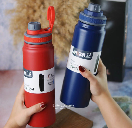 AMSZM SUS304 Water Bottle – 600ML/1000ML, Insulated with Tea Infuser & Carry Handle
